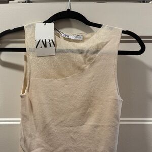 Zara Beige Sleeveless Tank Top
